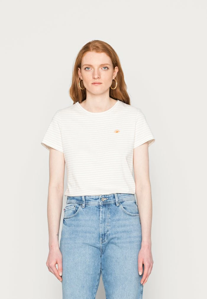 TOM TAILOR CREWNECK - Print T-shirt - Offwhite/beige 3 TOM TAILOR CREWNECK - Print T-shirt - Offwhite/beige