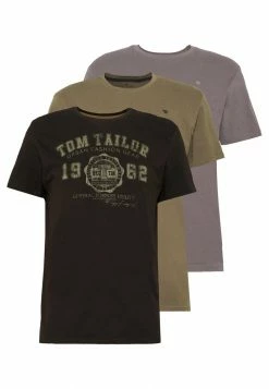 TOM TAILOR BASIC T-SHIRT 3 PACK - Print T-shirt - Black