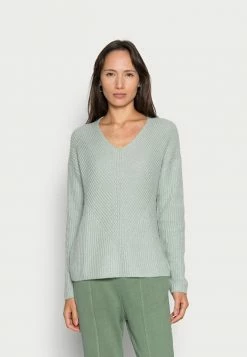 TOM TAILOR V NECK - Jumper - Soft Greyish Green Melange