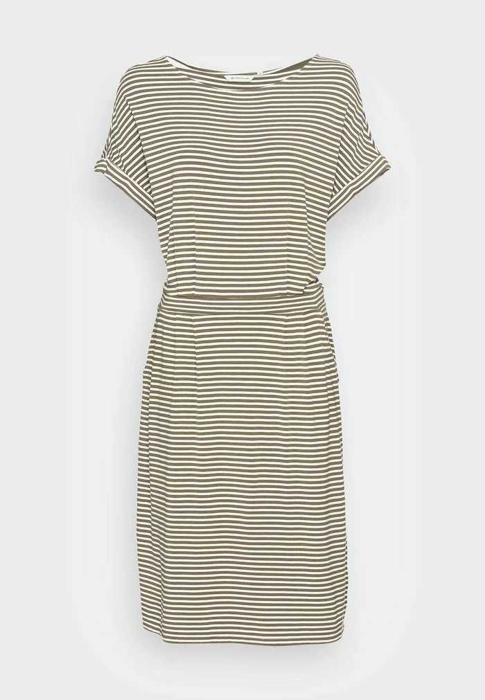 TOM TAILOR STRIPED DRESS - Day Dress - Olive Offwhite 6 TOM TAILOR STRIPED DRESS - Day Dress - Olive Offwhite - Image 4