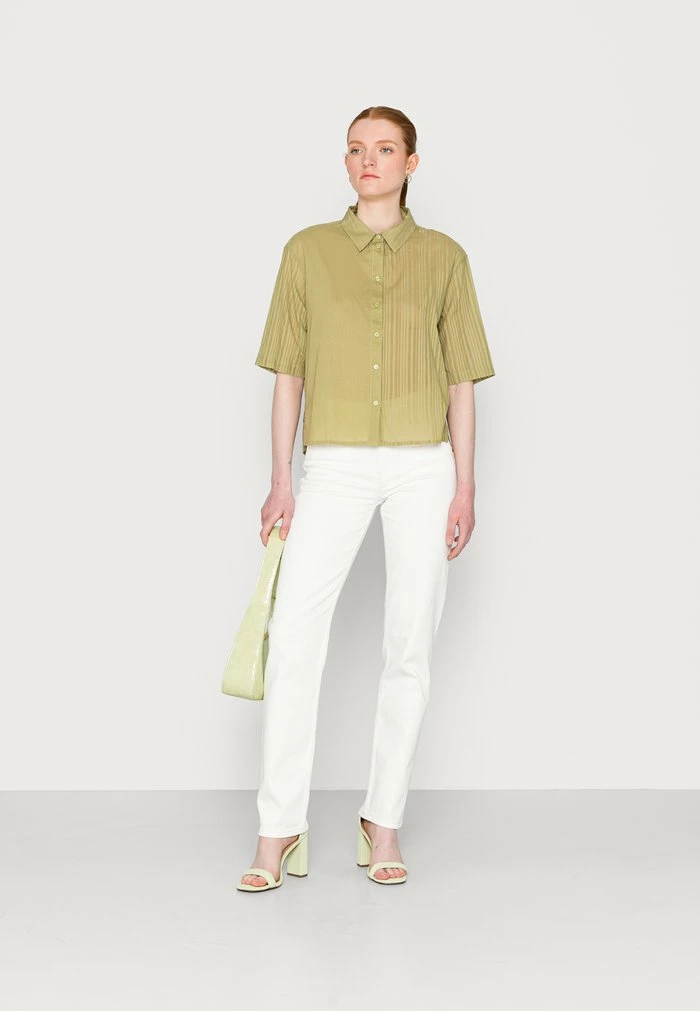 TOM TAILOR BLOUSE TONAL STRIPE MIX - Blouse - Moderate Olive 4 TOM TAILOR BLOUSE TONAL STRIPE MIX - Blouse - Moderate Olive - Image 2