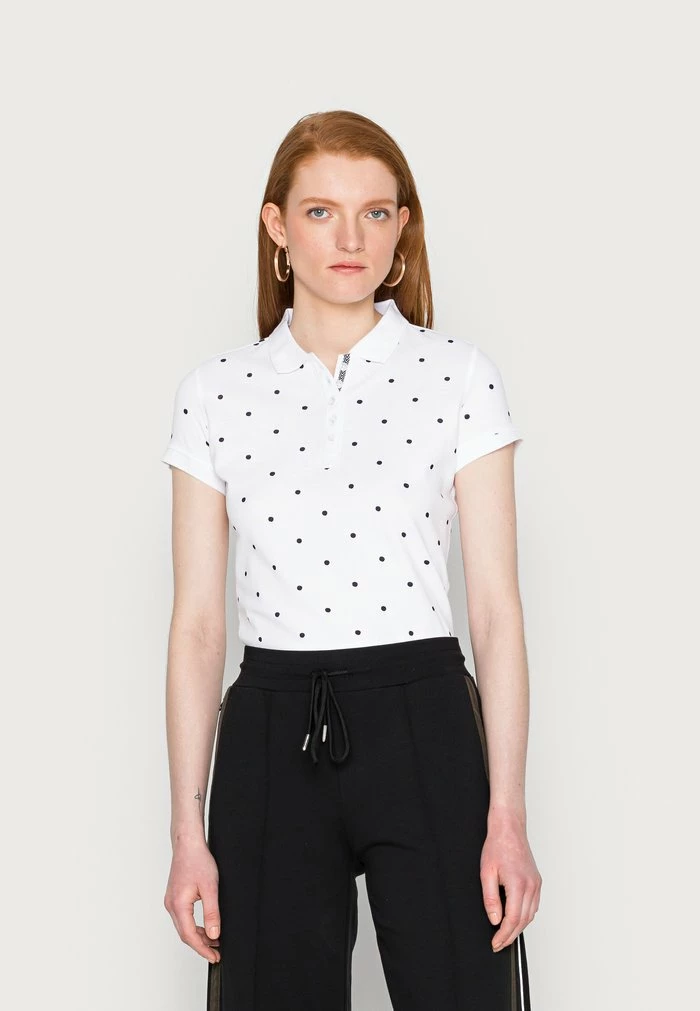 TOM TAILOR Polo Shirt - White Navy Dot Design 3 TOM TAILOR Polo Shirt - White Navy Dot Design