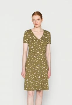 TOM TAILOR PRINTED DRESS - Jersey Dress - Olive Small Floral Design