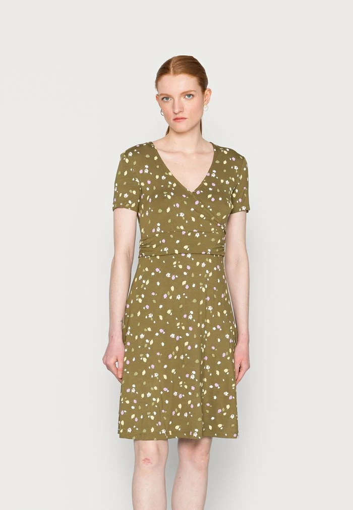 TOM TAILOR PRINTED DRESS - Jersey Dress - Olive Small Floral Design 3 TOM TAILOR PRINTED DRESS - Jersey Dress - Olive Small Floral Design