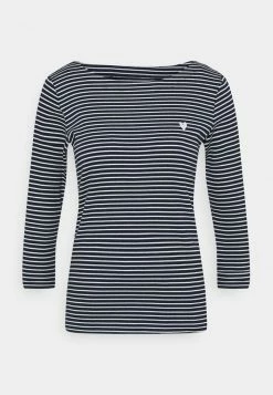 TOM TAILOR STRIPE BOAT NECK - Long Sleeved Top - Navy/white