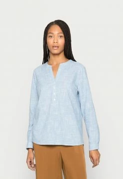 TOM TAILOR BLOUSE SLUB STRUCTURE - Long Sleeved Top - Faded Denim Blue