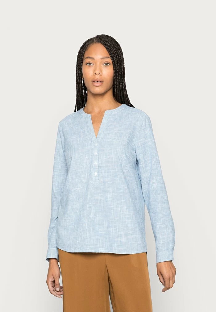 TOM TAILOR BLOUSE SLUB STRUCTURE - Long Sleeved Top - Faded Denim Blue 3 TOM TAILOR BLOUSE SLUB STRUCTURE - Long Sleeved Top - Faded Denim Blue