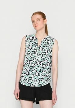 TOM TAILOR SLEEVELESS - Top - Offwhite Green Floral Design