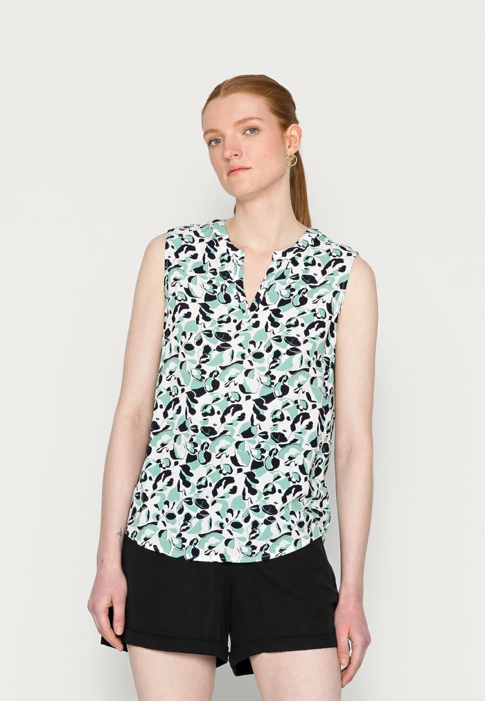 TOM TAILOR SLEEVELESS - Top - Offwhite Green Floral Design 3 TOM TAILOR SLEEVELESS - Top - Offwhite Green Floral Design