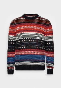 TOM TAILOR JACQUARD - Jumper - Navy/red