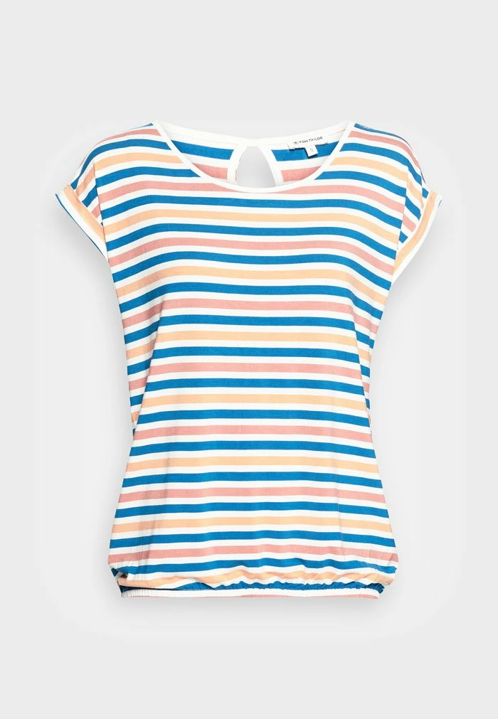 TOM TAILOR PRINTED AND STRIPED - Print T-shirt - Blue Multicolor Stripe 6 TOM TAILOR PRINTED AND STRIPED - Print T-shirt - Blue Multicolor Stripe - Image 4
