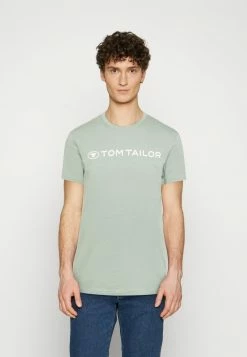 TOM TAILOR CREWNECK LOGO - Print T-shirt - Dark Smoke Green