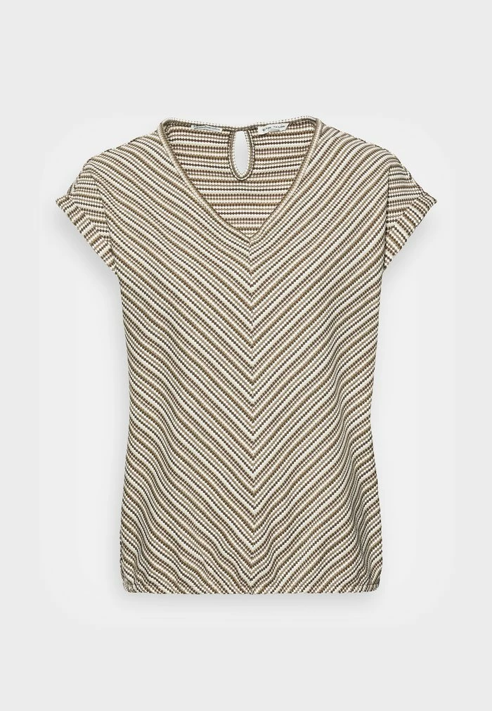 TOM TAILOR JACQUARD - Basic T-shirt - Olive Green Structure Design 6 TOM TAILOR JACQUARD - Basic T-shirt - Olive Green Structure Design - Image 4