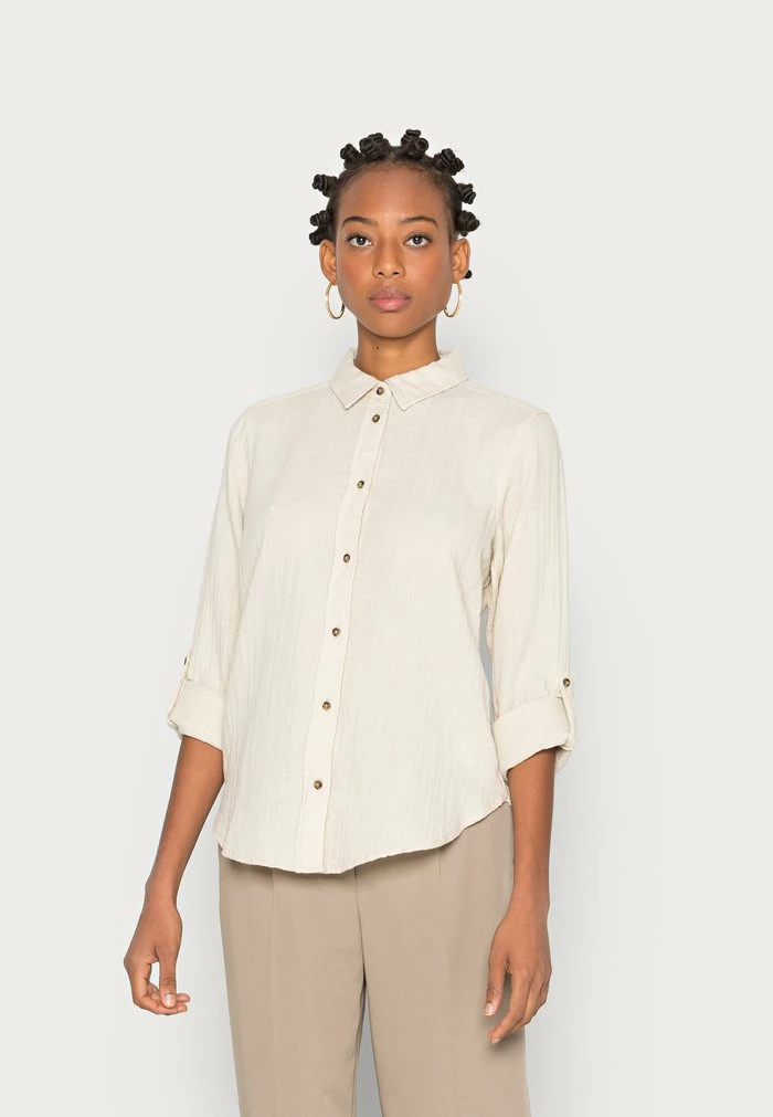 TOM TAILOR BLOUSE SOLID CRINKLE - Blouse - Light Cashew Beige 3 TOM TAILOR BLOUSE SOLID CRINKLE - Blouse - Light Cashew Beige