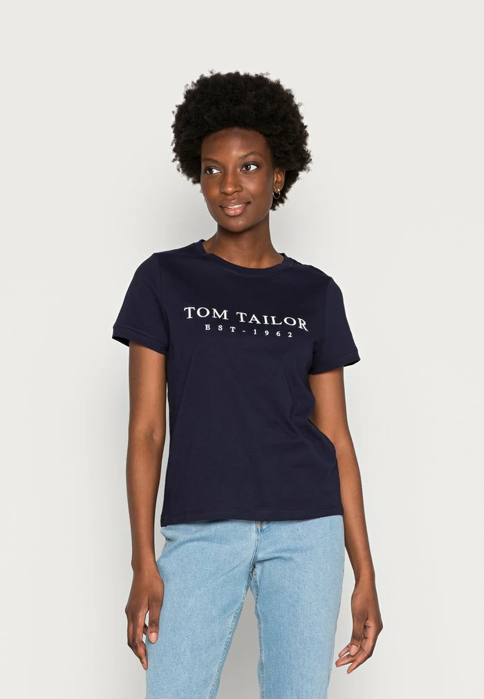 TOM TAILOR CREW NECK - Print T-shirt - Navy Midnight Blue 3 TOM TAILOR CREW NECK - Print T-shirt - Navy Midnight Blue