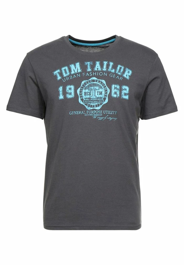 TOM TAILOR LOGO TEE - Print T-shirt - Tarmac Grey 6 TOM TAILOR LOGO TEE - Print T-shirt - Tarmac Grey - Image 4