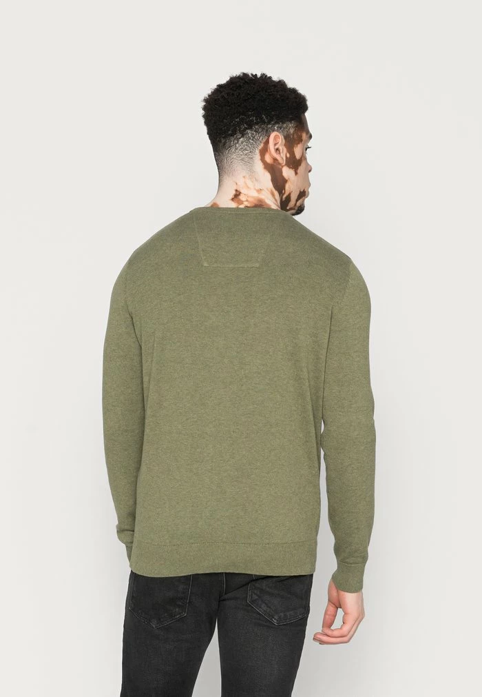 TOM TAILOR BASIC CREW NECK SWEATER - Jumper - Bleak Green Melange 5 TOM TAILOR BASIC CREW NECK SWEATER - Jumper - Bleak Green Melange - Image 3