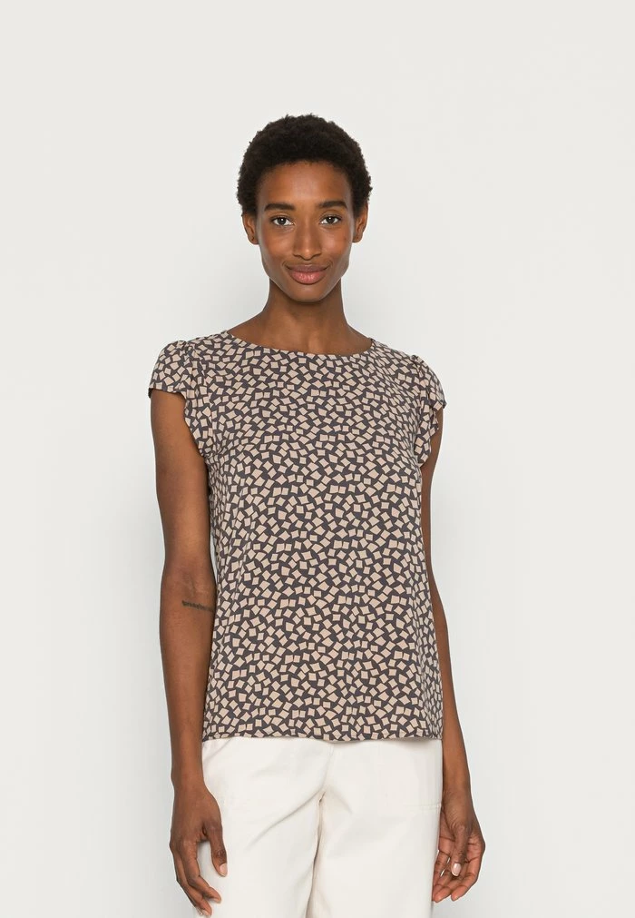 TOM TAILOR BLOUSE - Blouse - Anthracite Geometrical Design 3 TOM TAILOR BLOUSE - Blouse - Anthracite Geometrical Design