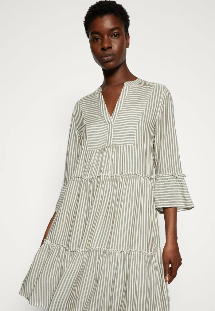 TOM TAILOR STRIPED TUNICA DRESS - Day Dress - Olive/white 6 TOM TAILOR STRIPED TUNICA DRESS - Day Dress - Olive/white - Image 4