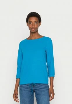 TOM TAILOR WAFFLE STRUCTURE - Long Sleeved Top - Sublime Teal Blue
