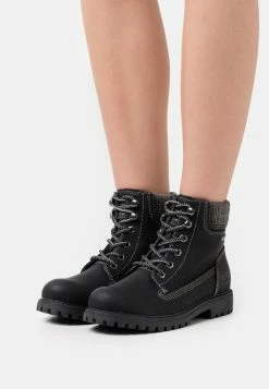 TOM TAILOR Lace-up Ankle Boots - Black
