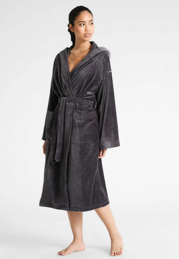 TOM TAILOR BASIC VELOURS - Dressing Gown - Dark Grey 4 TOM TAILOR BASIC VELOURS - Dressing Gown - Dark Grey - Image 2