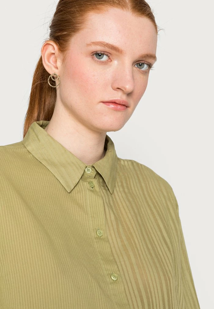 TOM TAILOR BLOUSE TONAL STRIPE MIX - Blouse - Moderate Olive 7 TOM TAILOR BLOUSE TONAL STRIPE MIX - Blouse - Moderate Olive - Image 5
