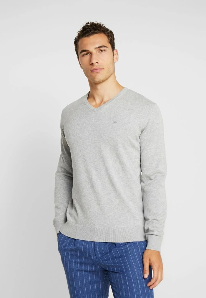 TOM TAILOR BASIC V NECK - Jumper - Light Soft Grey Melange 3 TOM TAILOR BASIC V NECK - Jumper - Light Soft Grey Melange