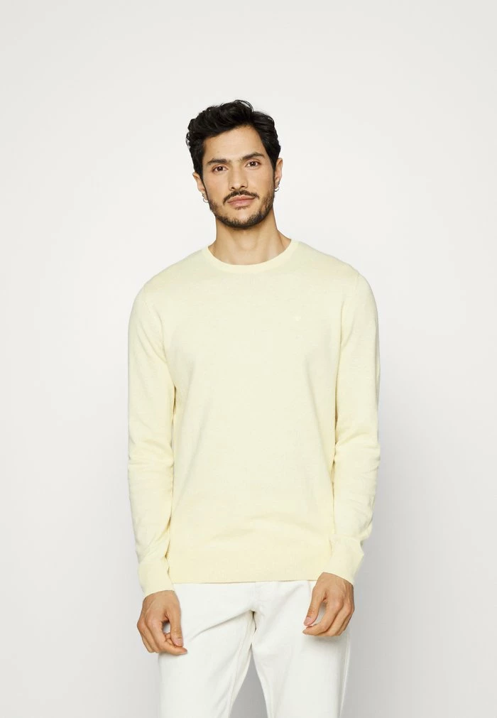 TOM TAILOR BASIC CREW NECK SWEATER - Jumper - Soft Straw Yellow Melange 3 TOM TAILOR BASIC CREW NECK SWEATER - Jumper - Soft Straw Yellow Melange