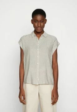 TOM TAILOR Button-down Blouse - Olive/white