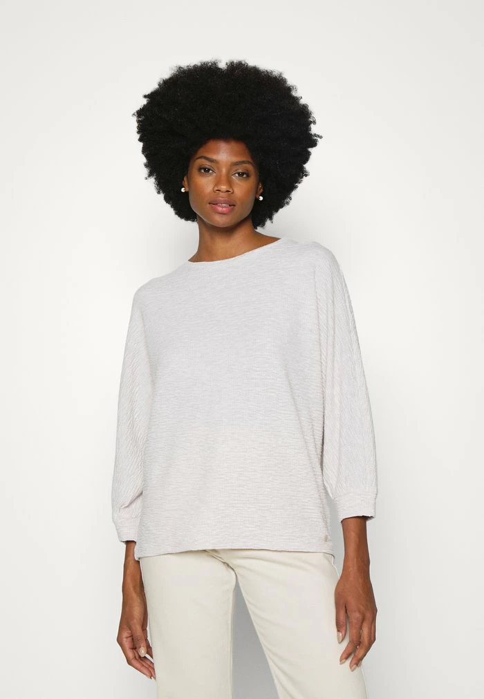 TOM TAILOR STRUCTURE BATWING - Long Sleeved Top - Cold Beige Melange 3 TOM TAILOR STRUCTURE BATWING - Long Sleeved Top - Cold Beige Melange