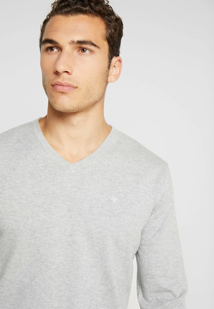 TOM TAILOR BASIC V NECK - Jumper - Light Soft Grey Melange 6 TOM TAILOR BASIC V NECK - Jumper - Light Soft Grey Melange - Image 4