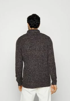 TOM TAILOR CABLE TURTLE NECK - Jumper - Black Burgundy -TOM TAILOR online store 3fe60fe2a5464f41a0e262f4aa095e85