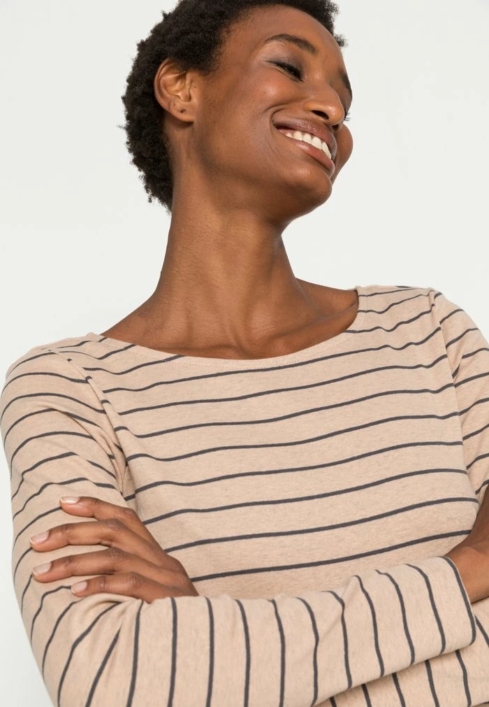 TOM TAILOR BOAT NECK - Long Sleeved Top - Beige Anthracite 7 TOM TAILOR BOAT NECK - Long Sleeved Top - Beige Anthracite - Image 5