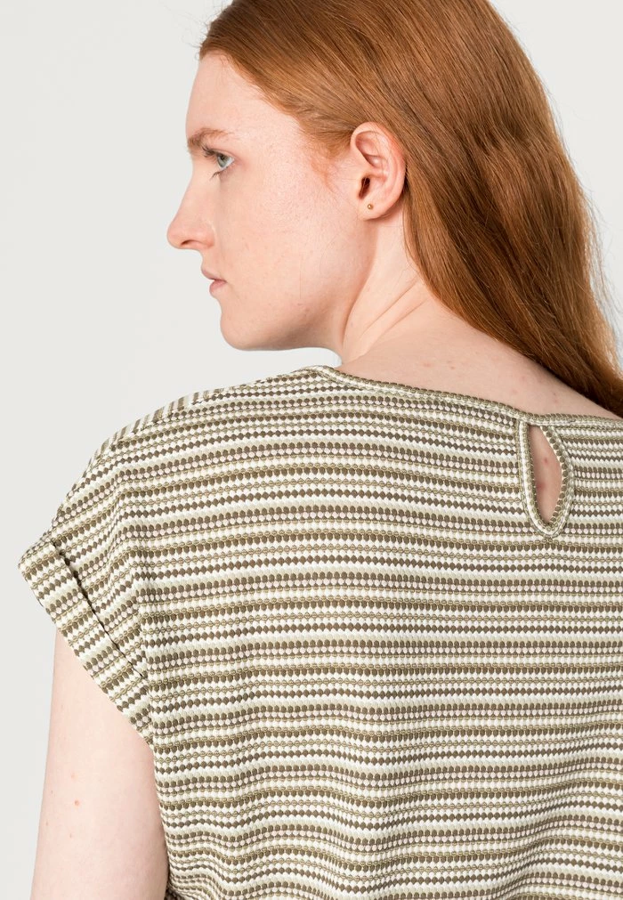 TOM TAILOR JACQUARD - Basic T-shirt - Olive Green Structure Design 7 TOM TAILOR JACQUARD - Basic T-shirt - Olive Green Structure Design - Image 5