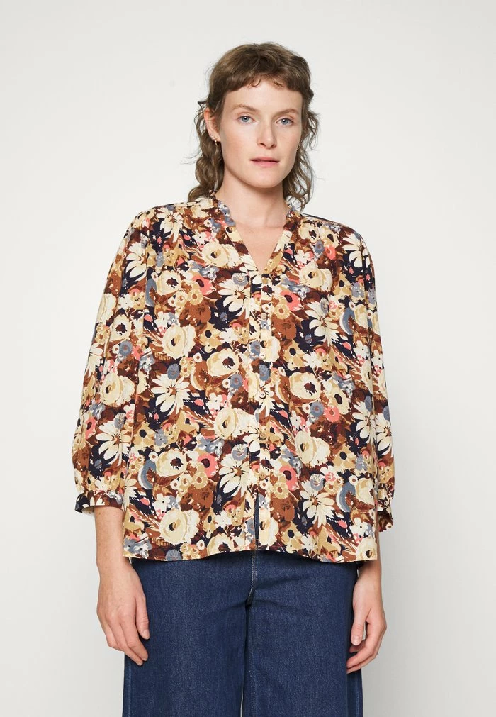 TOM TAILOR WITH FRILL EDGE - Blouse - Beige Floral Design 3 TOM TAILOR WITH FRILL EDGE - Blouse - Beige Floral Design