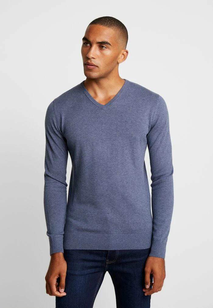 TOM TAILOR BASIC V NECK - Jumper - Vintage Indigo Blue Melange 3 TOM TAILOR BASIC V NECK - Jumper - Vintage Indigo Blue Melange