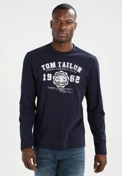 TOM TAILOR LONGSLEEVE PRINT TEE - Long Sleeved Top - Navy
