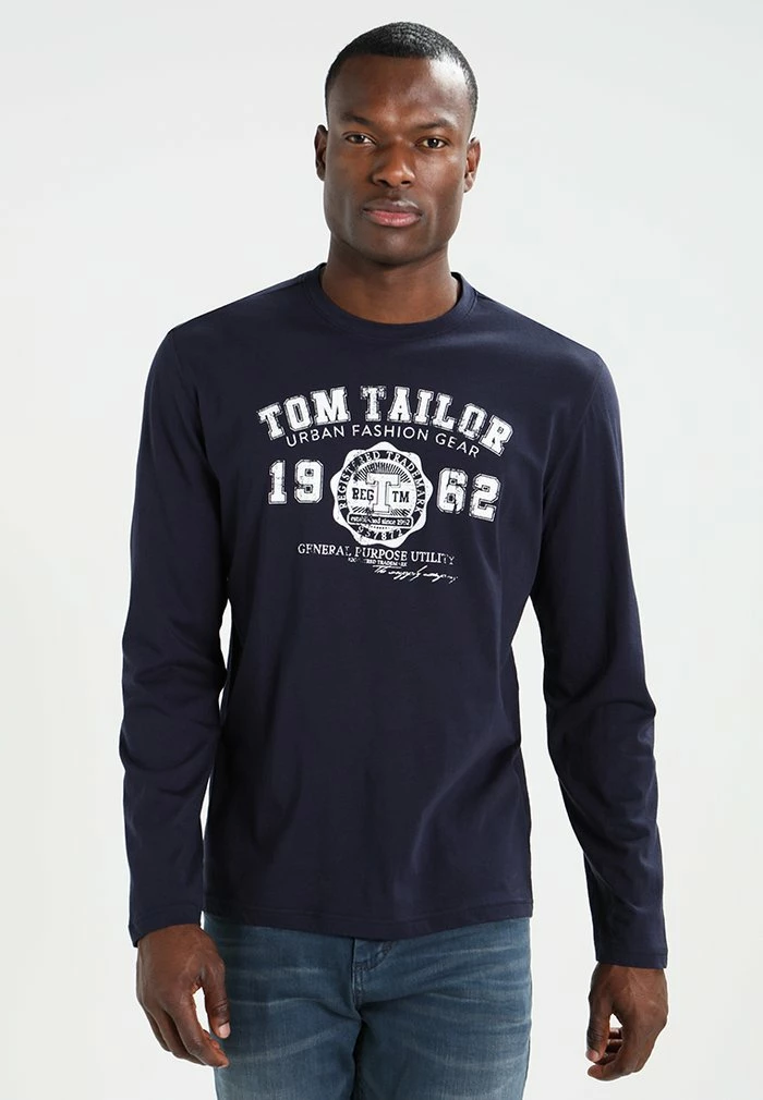 TOM TAILOR LONGSLEEVE PRINT TEE - Long Sleeved Top - Navy 3 TOM TAILOR LONGSLEEVE PRINT TEE - Long Sleeved Top - Navy