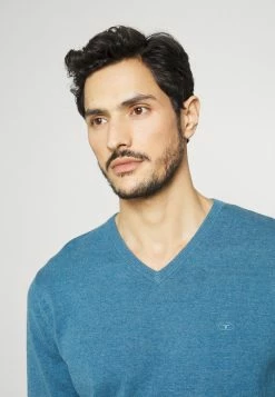 TOM TAILOR V-NECK - Jumper - Medium Blue Ashes Melange -TOM TAILOR online store 49027182375e4056ab799e77da075017