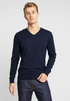 TOM TAILOR BASIC V NECK - Jumper - Navy Melange