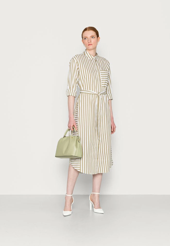 TOM TAILOR DRESS STRIPED POPLIN - Day Dress - Olive White Vertical Stripe 4 TOM TAILOR DRESS STRIPED POPLIN - Day Dress - Olive White Vertical Stripe - Image 2