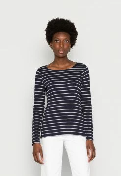 TOM TAILOR BOAT NECK - Long Sleeved Top - Navy/off White