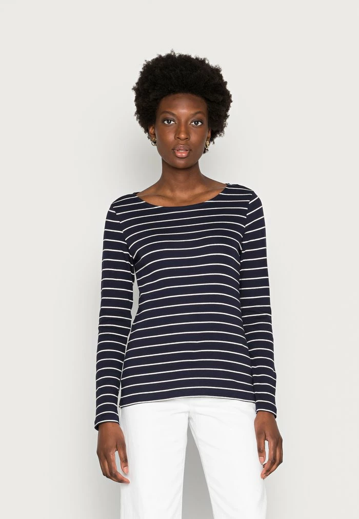 TOM TAILOR BOAT NECK - Long Sleeved Top - Navy/off White 3 TOM TAILOR BOAT NECK - Long Sleeved Top - Navy/off White