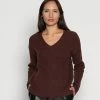 TOM TAILOR V NECK - Jumper - Earth Brown Melange