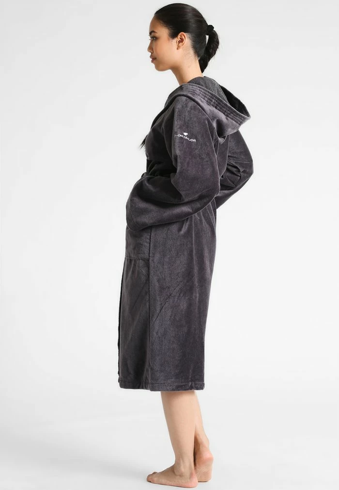 TOM TAILOR BASIC VELOURS - Dressing Gown - Dark Grey 5 TOM TAILOR BASIC VELOURS - Dressing Gown - Dark Grey - Image 3