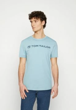 TOM TAILOR CREWNECK LOGO - Print T-shirt - Calm Cloud Blue