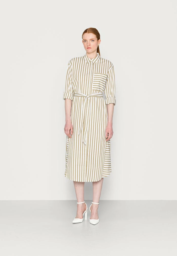 TOM TAILOR DRESS STRIPED POPLIN - Day Dress - Olive White Vertical Stripe 3 TOM TAILOR DRESS STRIPED POPLIN - Day Dress - Olive White Vertical Stripe