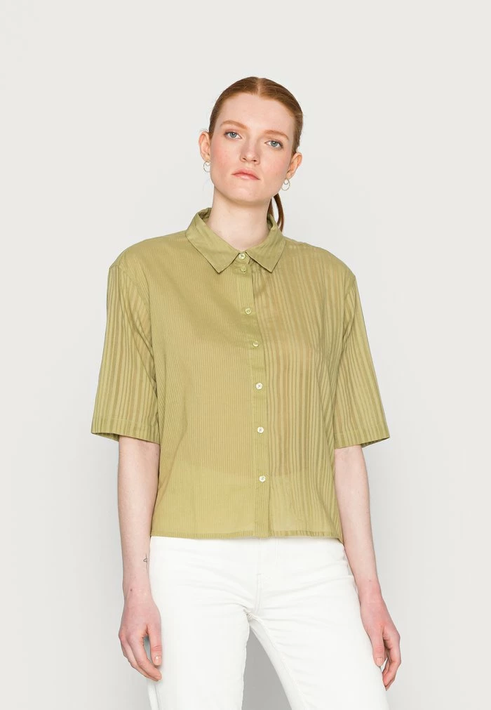 TOM TAILOR BLOUSE TONAL STRIPE MIX - Blouse - Moderate Olive 3 TOM TAILOR BLOUSE TONAL STRIPE MIX - Blouse - Moderate Olive