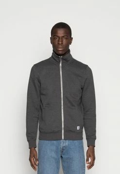 TOM TAILOR Zip-up Sweatshirt - Black Grey Melange